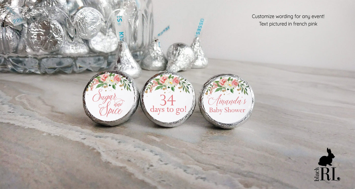 Printed Chocolate Kiss Stickers / Victorian Roses - VC22