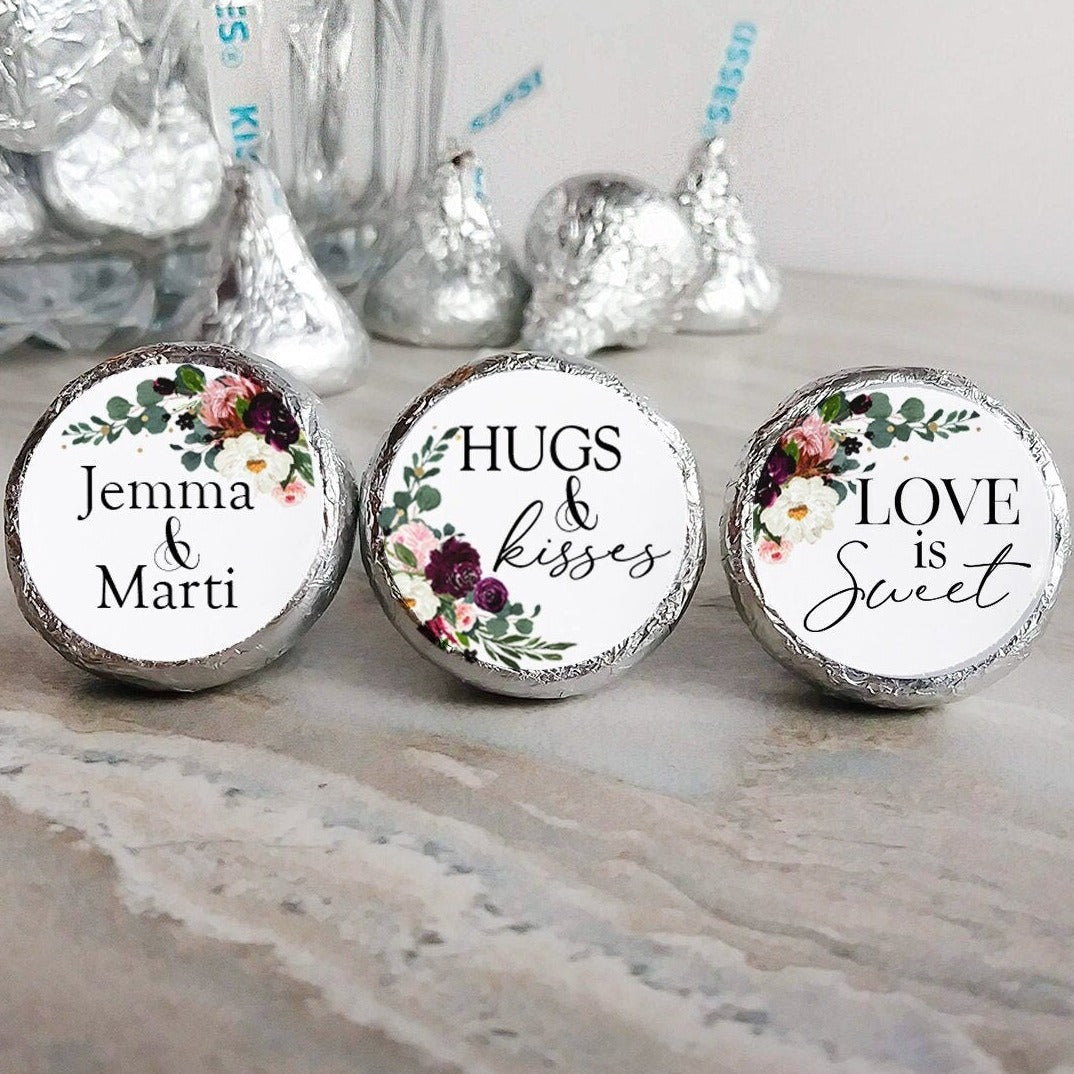 Printed Chocolate Kiss Stickers / Brilliant Fall Bouquet - BC20