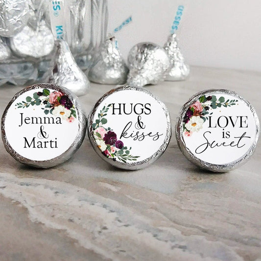 Printed Chocolate Kiss Stickers / Brilliant Fall Bouquet - BC20