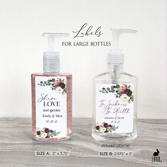 Printed Large Hand Sanitizer Labels / Brilliant Flowers - BC20