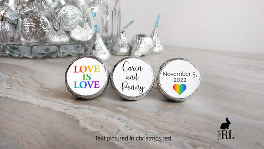 Printed Chocolate Kiss Stickers / Love is Love - LL21