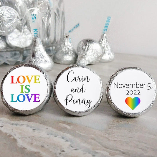 Printed Chocolate Kiss Stickers / Love is Love - LL21