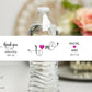 Printed Personalized Water Bottle Labels / Modern Script Hearts - SM20