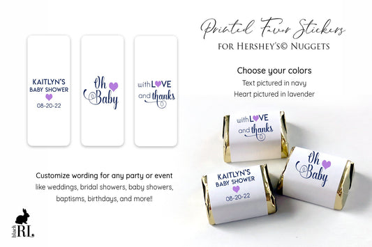 Printed Hershey's Nugget® Labels / Modern Script & Hearts - SM20