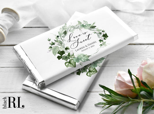 Printed Labels for Full Size Candy/Chocolate Bar / Ivy Greenery Wreath - IV22