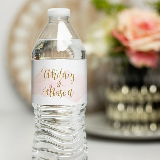 Printed Personalized Water Bottle Labels / Watercolor Wash - WC19