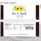 Printed Labels for Full Size Candy/Chocolate Bar / Sunflower Bouquet - SF19