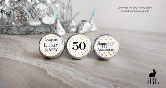 Printed Chocolate Kiss Stickers / Confetti and Stars - AN16