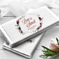 Printed Labels for Full Size Candy/Chocolate Bar / Burgundy Flowers in Silver Shape - RQ19