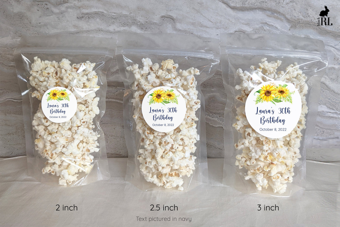 Printed Round Labels in 3 Sizes / Sunflower Summer Theme - SF19