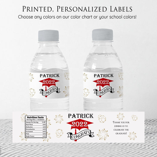 Printed Personalized Water Bottle Labels / Graduation - GD22