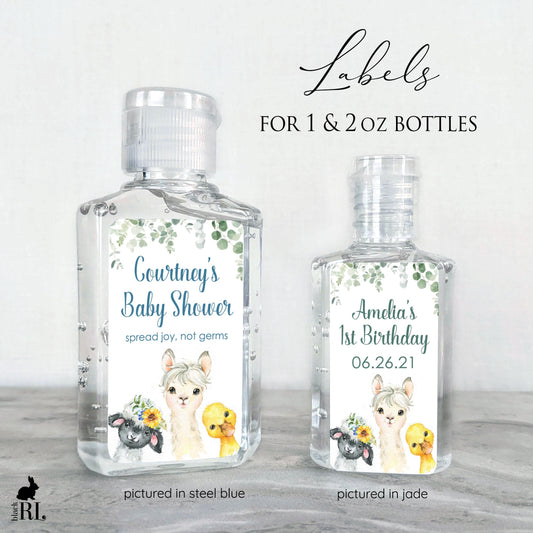 Printed Small Hand Sanitizer Labels / Baby Animals - BA21