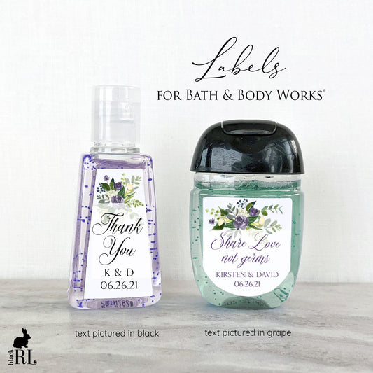 Printed Bath and Body Works® PocketBac Sanitizer Labels / Purple w-Calla Lily - PC21