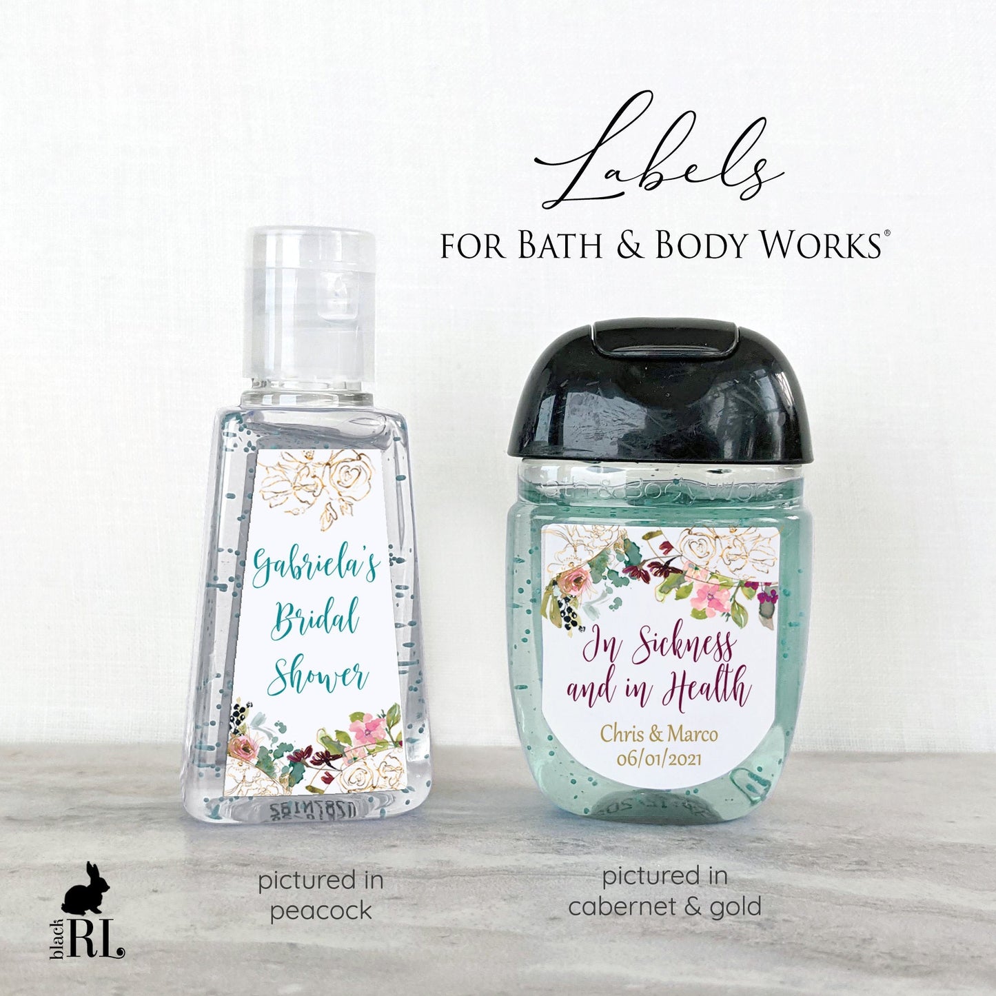 Printed Bath and Body Works® PocketBac Sanitizer Labels / Wildflower Design - WF20