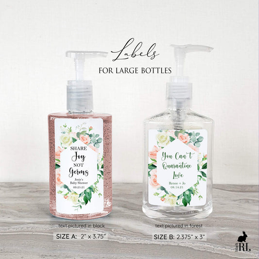 Printed Large Hand Sanitizer Labels / Pink Sweet Rose - RS21