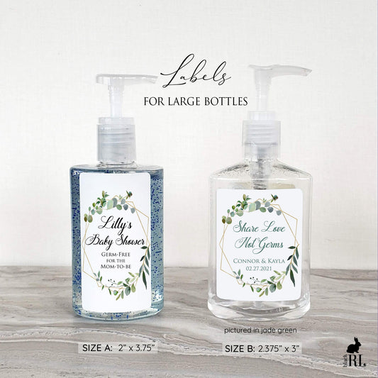 Printed Large Hand Sanitizer Labels / Greenery in Geo - GG18