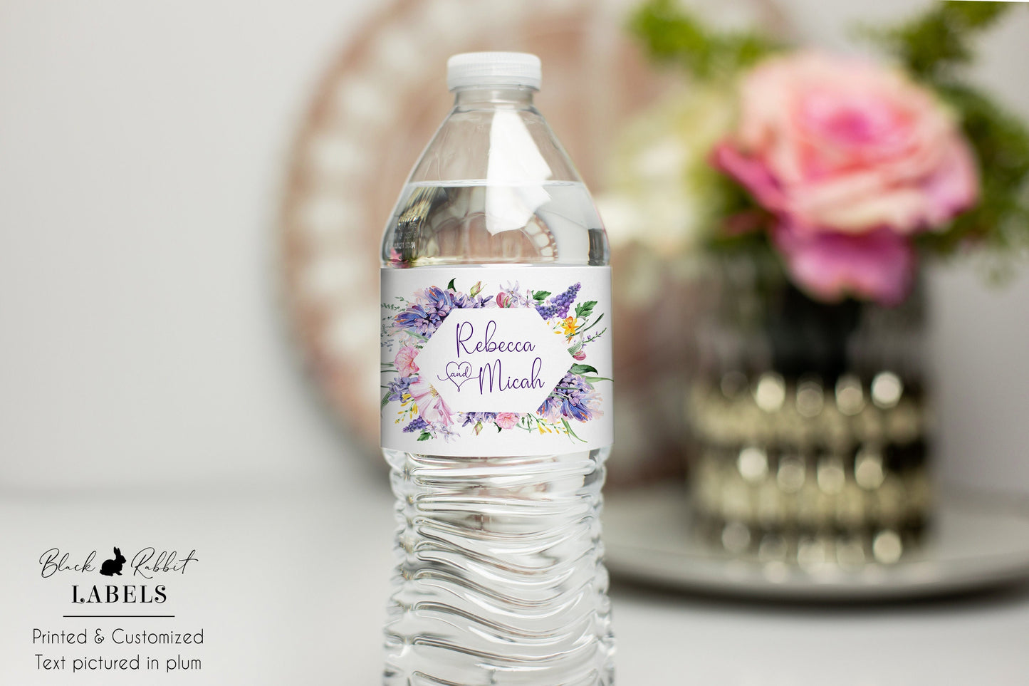 Printed Personalized Water Bottle Labels / May Bouquets - MB22