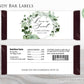 Printed Labels for Full Size Candy/Chocolate Bar / Ivy Greenery Wreath - IV22