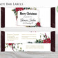 Printed Labels for Full Size Candy/Chocolate Bar / Christmas Poinsettias - PN21