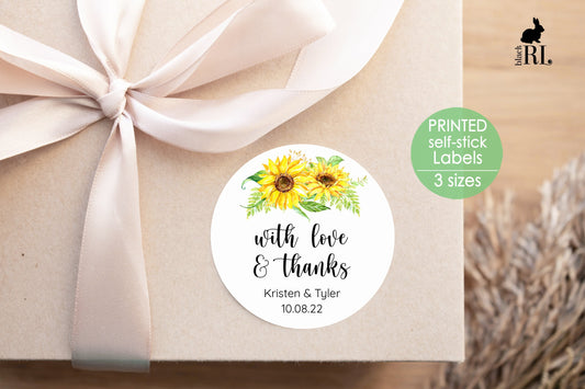 Printed Round Labels in 3 Sizes / Sunflower Summer Theme - SF19