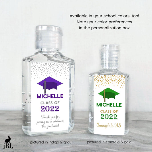 Printed Small Hand Sanitizer Labels / Graduation - GD22