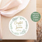 Printed Round Labels in 3 Sizes / Fern Greenery Wreath - FN22