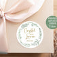 Printed Round Labels in 3 Sizes / Fern Greenery Wreath - FN22