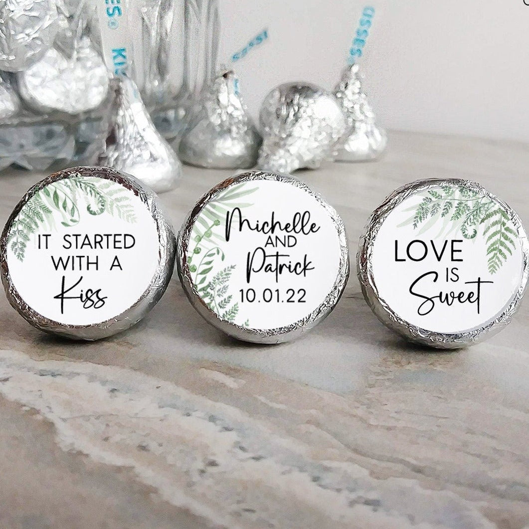 Printed Chocolate Kiss Stickers / Fern Greenery - FN22