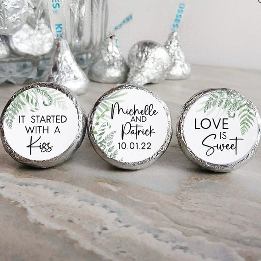 Printed Chocolate Kiss Stickers / Fern Greenery - FN22