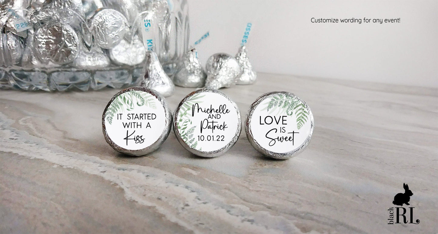 Printed Chocolate Kiss Stickers / Fern Greenery - FN22