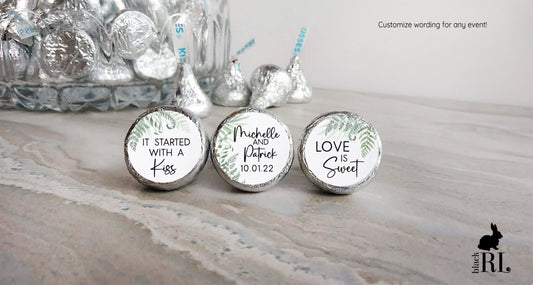 Printed Chocolate Kiss Stickers / Fern Greenery - FN22
