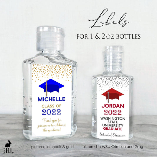Printed Small Hand Sanitizer Labels / Graduation - GD22