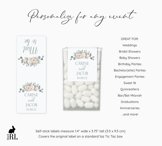 Printed Tic Tac® Labels / Rose Gold Eucalyptus Floral Bouquet - RE19