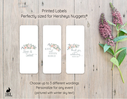 Printed Hershey's Nugget® Labels / Rose Gold and Eucalyptus - RE19
