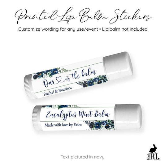 Printed Lip Balm Labels / Navy Flower Wreath - NW19