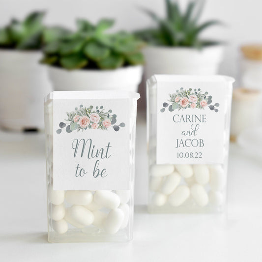 Printed Tic Tac® Labels / Rose Gold Eucalyptus Floral Bouquet - RE19