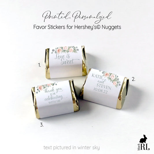Printed Hershey's Nugget® Labels / Rose Gold and Eucalyptus - RE19