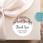 Printed Round Labels in 3 Sizes / Bright Colorful Blooms - CB20