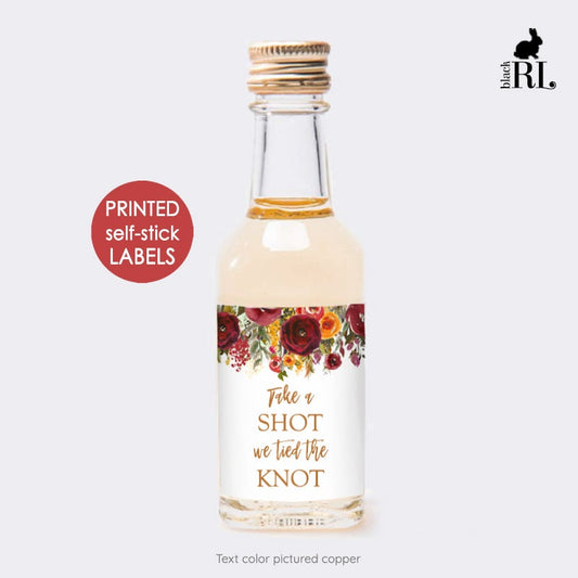 Printed Mini Liquor Bottle Labels / Colorful Fall Blooms Fall Party Favor - CJ21