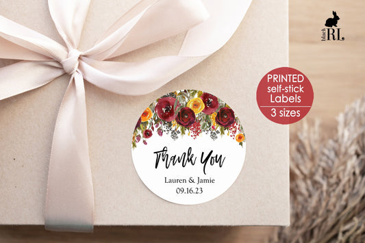 Printed Round Labels in 3 Sizes / Bright Fall Blooms - CJ21