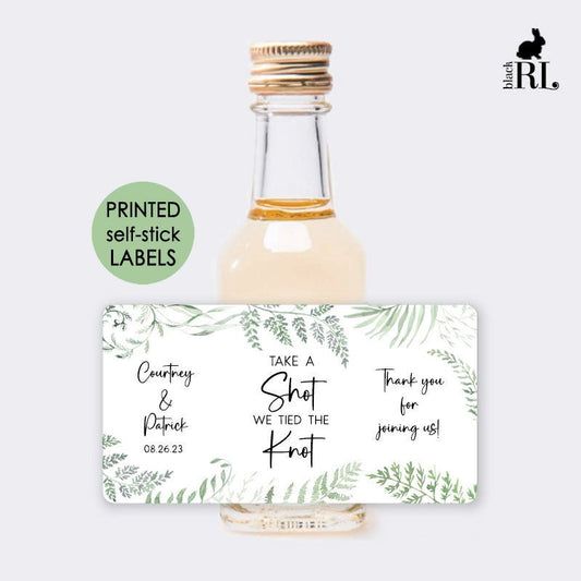 Printed Mini Liquor Bottle Labels / Flowing Ferns - FN22
