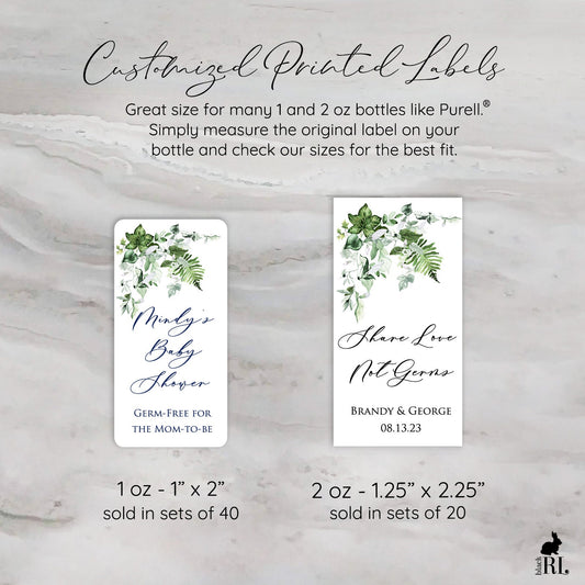 Printed Small Hand Sanitizer Labels / Ivy Wreath - IV22