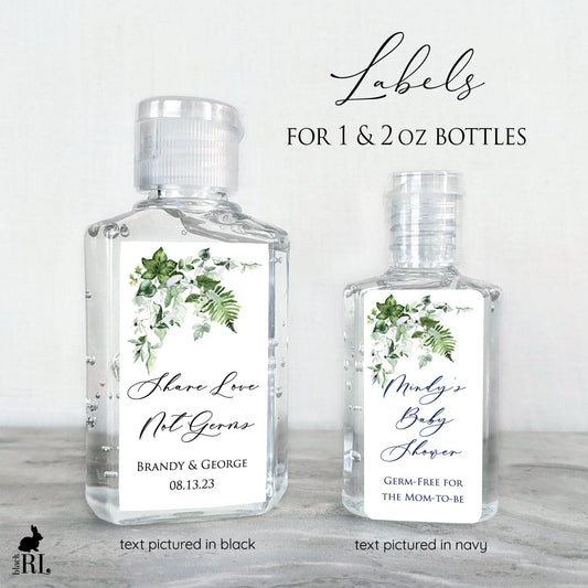 Printed Small Hand Sanitizer Labels / Ivy Wreath - IV22