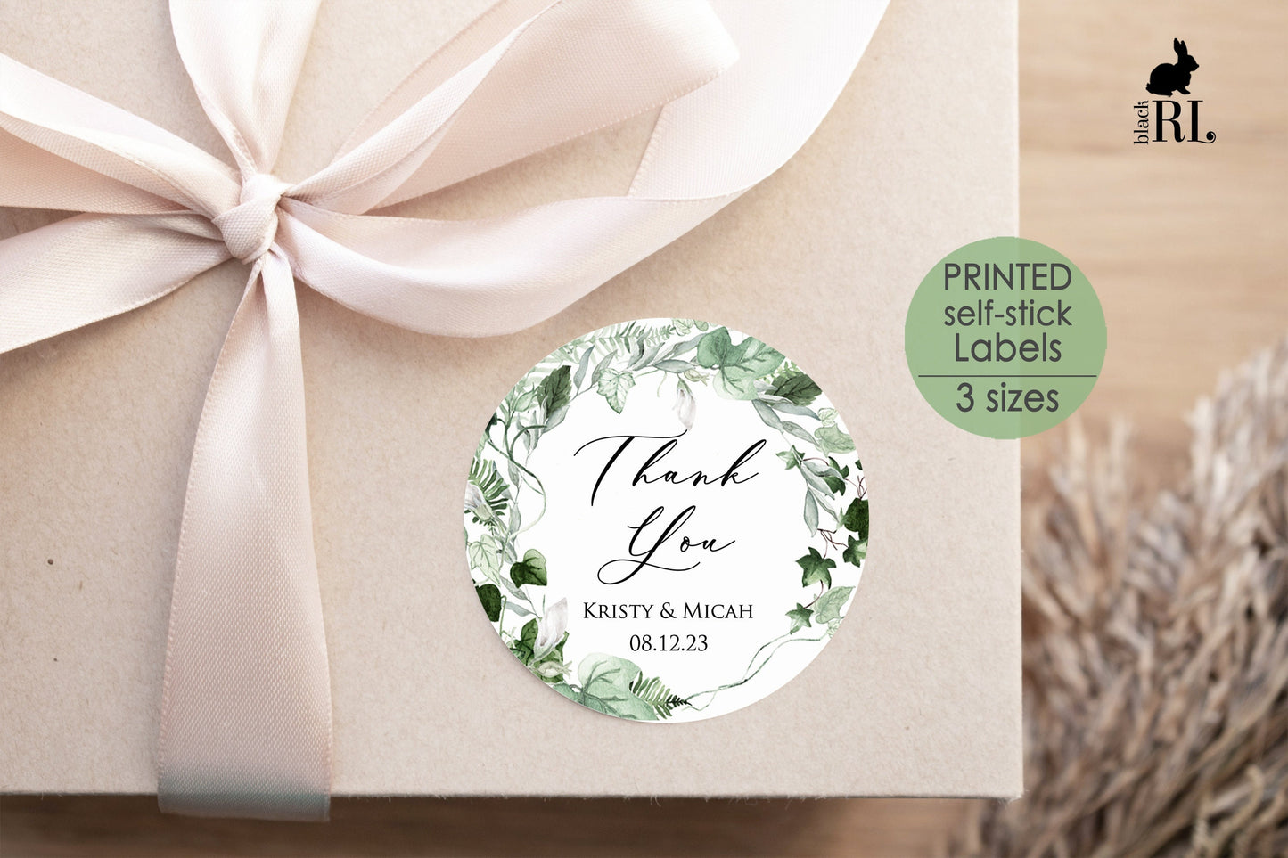 Printed Round Labels in 3 Sizes / Ivy Greenery - IV22