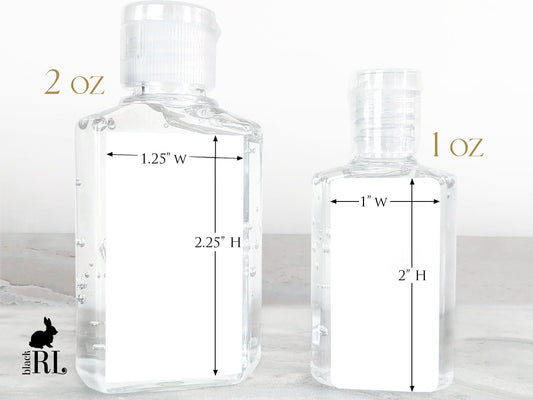 Printed Small Hand Sanitizer Labels / Dusty Blue, Navy and Peach Flowers - DB19