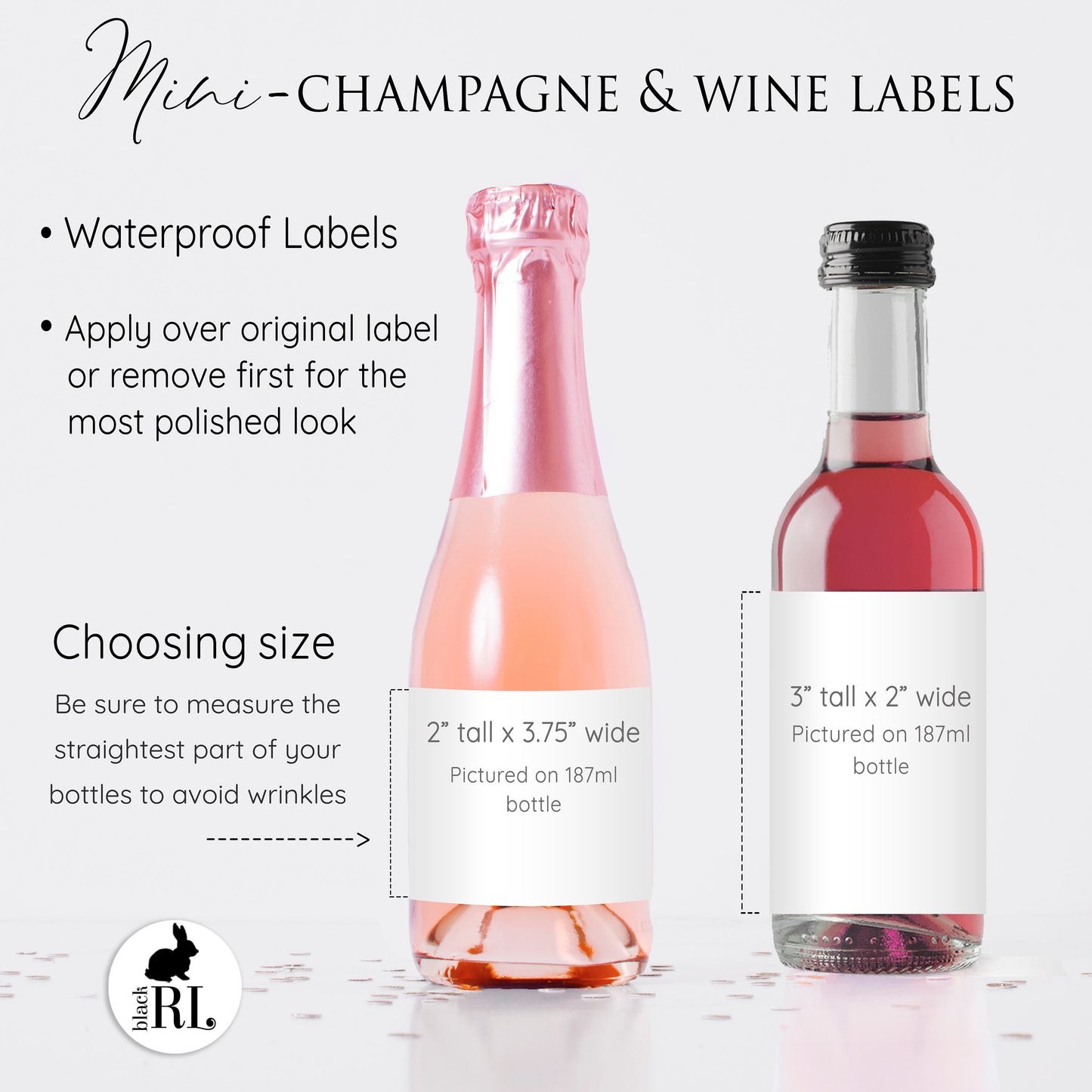 Printed Mini Wine or Mini Champagne Bottle Labels / Bohemian Large Blooms - BH21
