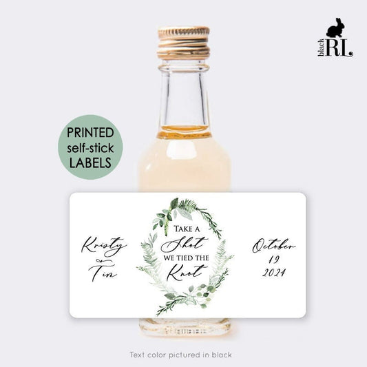 Printed Mini Liquor Bottle Labels / Ivy Greenery Wreath - IV22